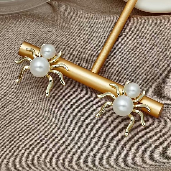 NEW Spider Earrings Elegant Faux Pearl Stud Classic Jewelry Whimsigoth Cosplay - Picture 2 of 5